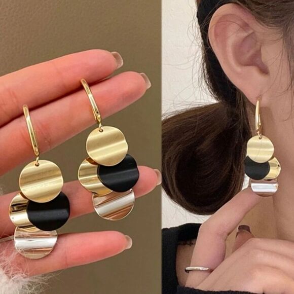 3for$20 m Pin Retro Hong Kong Style Colorblock Circle & Tassel Dangle - Picture 2 of 5